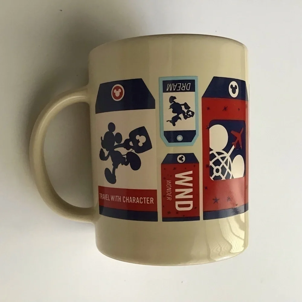 Vintage Disney Parks Luggage Tags Travel Theme Coffee Mug Ceramic Tea Cup MINT